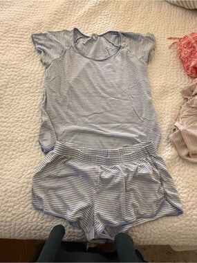 LAKE Short Sleeve Pajama Set - Light Blue